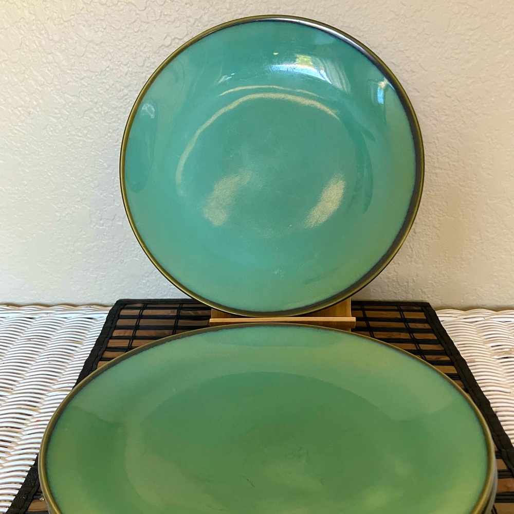 Sango Nova Green 4935 Stoneware Dinner Plates Set of 4